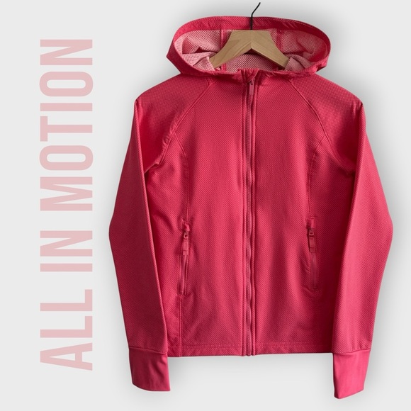 All In Motion Girls Large Sparkling Pink Woven Fleece Hoodie Jacket - Picture 1 of 11